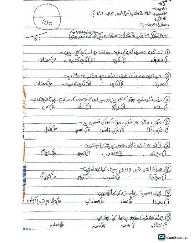 ایم سی کیوز سوالات — خلاصۃ النحو