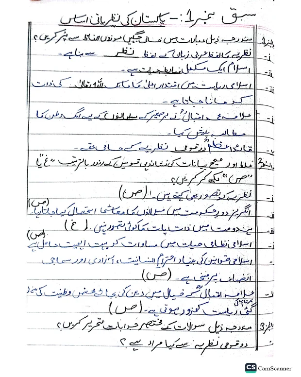نوٹس 1 — مطالعہ پاکستان
