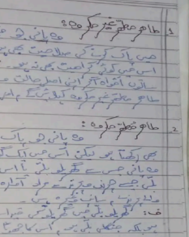 ہینڈ رائٹن نوٹس — نور الایضاح