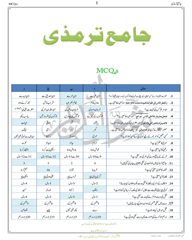 ایم سی کیوز 1 — جامعہ ترمذی