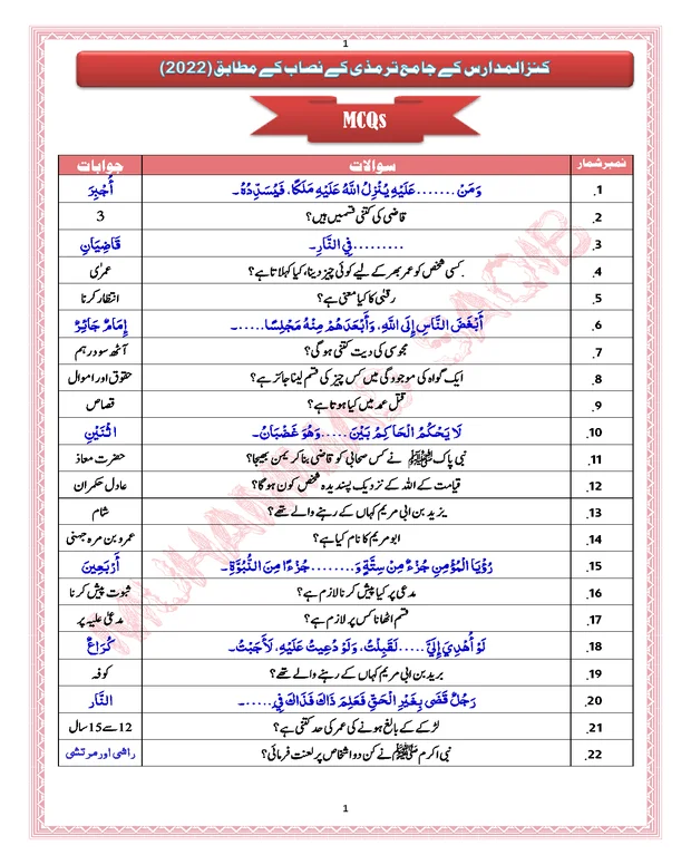 ایم سی کیوز 3 — جامعہ ترمذی